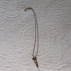 Gently Loved Floating Heart Badge Clip Necklace by BRIGHTON Silver/Gold Pltd